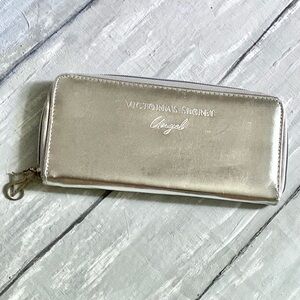 Victoria's Secret Angel Silver Wallet Zip- Around Wallet Clutch Card Wallet